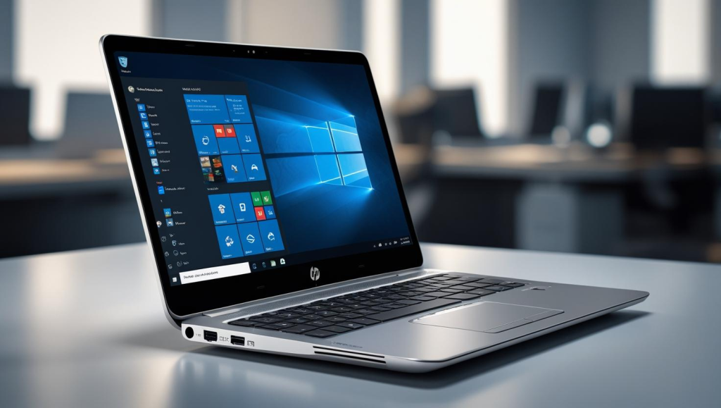 Open laptop with Windows 10